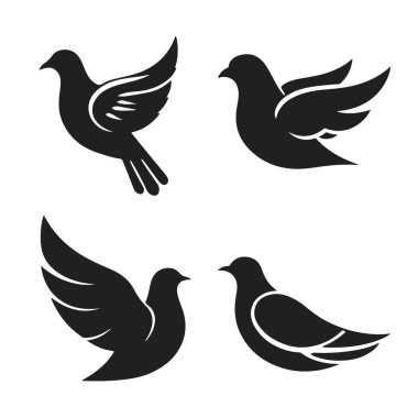 Güvercin Logosu Koleksiyonu. Dünya Kuş Silueti Simgeleri, güvercin logosu, barış kuşu, uçan güvercin, kuş silueti, hayırseverlik sembolü