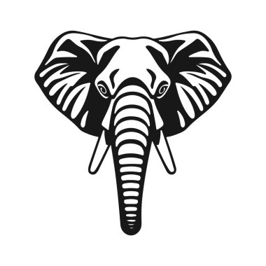 Fil kafası silueti, izole vektör çizimi, vahşi hayvan grafik tasarımı