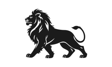 Aslan logosu. Gücün, gücün ve liderliğin sembolü. Moda tasarımı markalaşma, logo ve ürün tasarımı için mükemmeldir. Vahşi hayvan, aslan kral, yırtıcı hayvan.