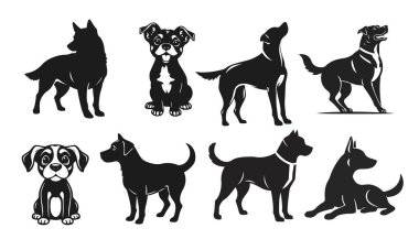 Köpek vektör çizimleri. hayvan amblemi, köpek resmi, köpek portresi, bekçi köpeği.