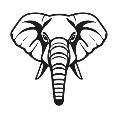 Fil kafası silueti, izole vektör çizimi, vahşi hayvan grafik tasarımı
