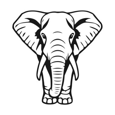 Fil silueti, izole vektör çizimi, vahşi hayvan grafik tasarımı