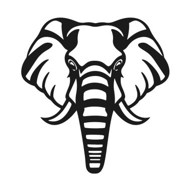 Fil kafası silueti, izole vektör çizimi, vahşi hayvan grafik tasarımı