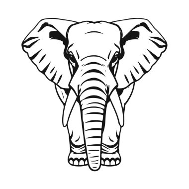 Fil silueti, izole vektör çizimi, vahşi hayvan grafik tasarımı