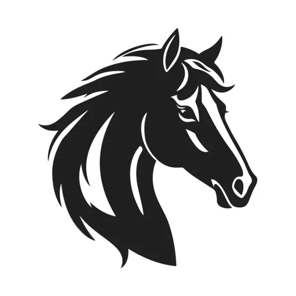 At kafası silueti, at kafası logosu, hayvan amblemi, at sembolü, vektör illüstrasyonu