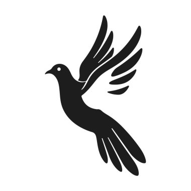 Güvercin logosu, barış sembolü, kuş silueti, uçan güvercin, özgürlük ikonu, vektör illüstrasyonu
