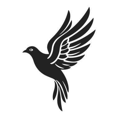 Güvercin logosu, barış sembolü, kuş silueti, uçan güvercin, özgürlük ikonu, vektör illüstrasyonu