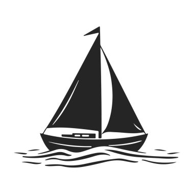 Yelkenli tekne silueti, yelkenli gemi simgesi, deniz yolculuğu vektörü, deniz taşımacılığı grafiği, okyanus teknesi çizimi