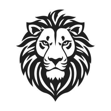 Detaylı yeleli aslan logosu. Hayvan ikonu şablonu. Gücün, gücün ve liderliğin sembolü. Moda tasarımı markalaşma, logo ve ürün tasarımı için mükemmeldir. Vahşi hayvan, kral aslan, vahşi yırtıcı.