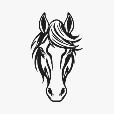 At kafası silueti, at kafası logosu, hayvan amblemi, at sembolü, vektör illüstrasyonu