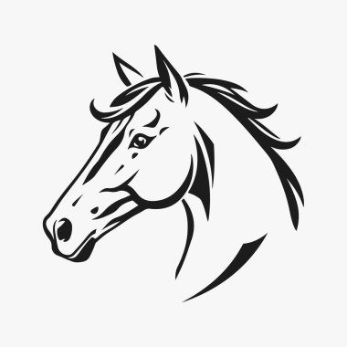 At kafası silueti, at kafası logosu, hayvan amblemi, at sembolü, vektör illüstrasyonu