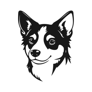 Köpek yüzü ikonu, hayvan kafası logosu, çizgi film köpek portresi, köpek yüz tasarımı, köpek vektör çizimi