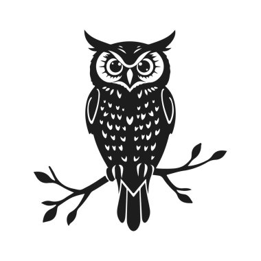 Keskin bakışlı baykuş logosu, temiz çizgiler, bilgelik ve gücün sembolü. Baykuş, baykuş amblemi, gece kuşu, kabile baykuşu.