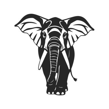 Fil vektör silueti, vahşi hayvan illüstrasyonu, safari tasarımı, memeli şekli izole edilmiş.