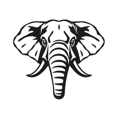 Fil kafası silueti, izole vektör çizimi, vahşi hayvan grafik tasarımı