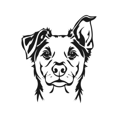 Köpek yüzü ikonu, hayvan kafası logosu, çizgi film köpek portresi, köpek yüz tasarımı, köpek vektör çizimi