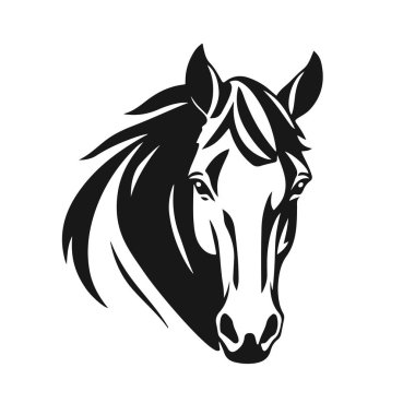 At kafası silueti, at kafası logosu, hayvan amblemi, at sembolü, vektör illüstrasyonu