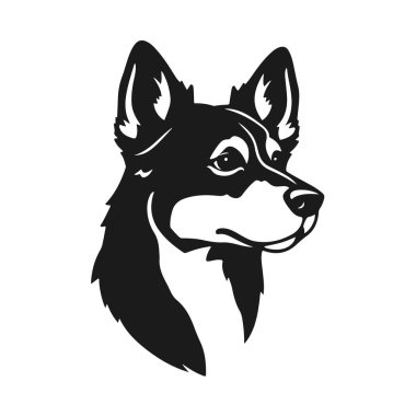 Köpek yüzü ikonu, hayvan kafası logosu, çizgi film köpek portresi, köpek yüz tasarımı, köpek vektör çizimi