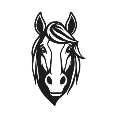 At kafası silueti, at kafası logosu, hayvan amblemi, at sembolü, vektör illüstrasyonu