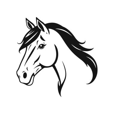 At kafası silueti, at kafası logosu, hayvan amblemi, at sembolü, vektör illüstrasyonu