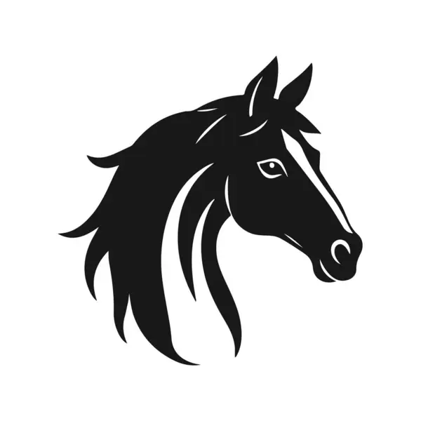 At kafası silueti, at kafası logosu, hayvan amblemi, at sembolü, vektör illüstrasyonu