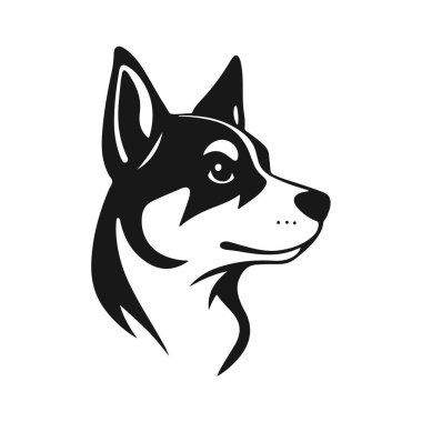 Köpek yüzü ikonu, hayvan kafası logosu, çizgi film köpek portresi, köpek yüz tasarımı, köpek vektör çizimi