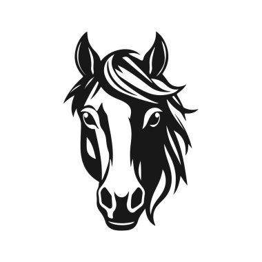 At kafası silueti, at kafası logosu, hayvan amblemi, at sembolü, vektör illüstrasyonu