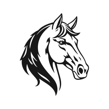 At kafası silueti, at kafası logosu, hayvan amblemi, at sembolü, vektör illüstrasyonu