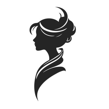 Zarif kadın silueti, kadın profil vektörü, güzellik salonu logosu, kadın yüzü tasarımı, şık kız kafası tasarımı.
