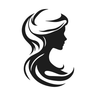 Zarif kadın silueti, kadın profil vektörü, güzellik salonu logosu, kadın yüzü tasarımı, şık kız kafası tasarımı.