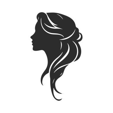 Zarif kadın silueti, kadın profil vektörü, güzellik salonu logosu, kadın yüzü tasarımı, şık kız kafası tasarımı.