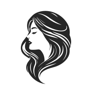 Zarif kadın silueti, kadın profil vektörü, güzellik salonu logosu, kadın yüzü tasarımı, şık kız kafası tasarımı.