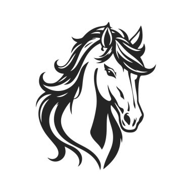 At kafası silueti, at kafası logosu, hayvan amblemi, at sembolü, vektör illüstrasyonu