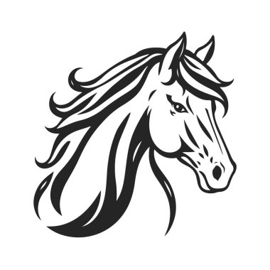 At kafası silueti, at kafası logosu, hayvan amblemi, at sembolü, vektör illüstrasyonu