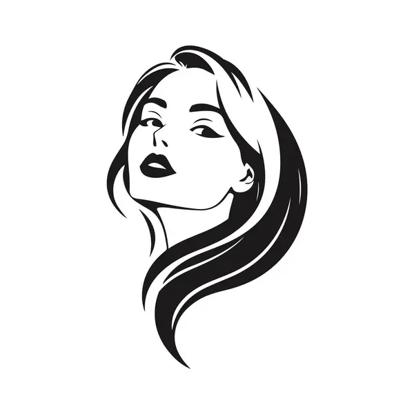 Zarif kadın silueti, kadın profil vektörü, güzellik salonu logosu, kadın yüzü tasarımı, şık kız kafası tasarımı.