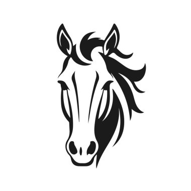 At kafası silueti, at kafası logosu, hayvan amblemi, at sembolü, vektör illüstrasyonu