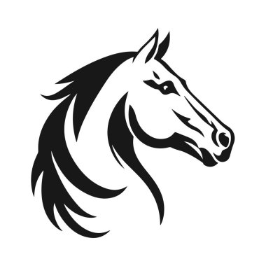 At kafası silueti, at kafası logosu, hayvan amblemi, at sembolü, vektör illüstrasyonu