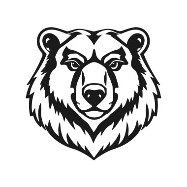 Ayı kafası, vahşi hayvan amblemi, vahşi ayı yüzü, orman hayvanı ikonu, vektör illüstrasyonu