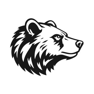 Ayı kafası, vahşi hayvan amblemi, vahşi ayı yüzü, orman hayvanı ikonu, vektör illüstrasyonu