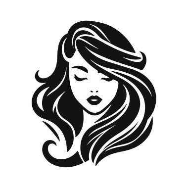 Zarif kadın silueti, kadın vektörü, güzellik salonu logosu, kadın yüz hatları, şık kız kafası tasarımı