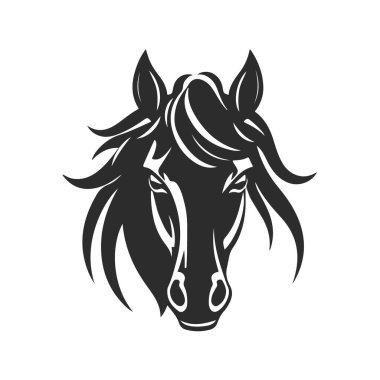 At kafası silueti, at kafası logosu, hayvan amblemi, at sembolü, vektör illüstrasyonu