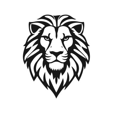 Aslan kafası ve ayrıntılı yelesi. Hayvan simgesi şablonu. Vahşi hayvan, aslan kral, yırtıcı hayvan, vahşi kedi, kükreyen aslan