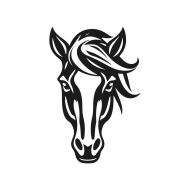 At kafası silueti, at kafası logosu, hayvan amblemi, at sembolü, vektör illüstrasyonu