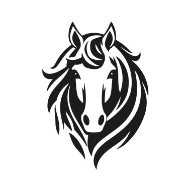 At kafası silueti, at kafası logosu, hayvan amblemi, at sembolü, vektör illüstrasyonu