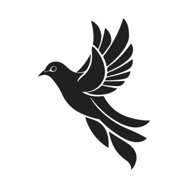 Uçan kuş silueti vektörü, barışçıl güvercin çizimi, özgürlük konsepti sanat, soyut kuş logosu, uçan kuş, kuş silueti, güvercin vektörü, soyut kuş konsepti