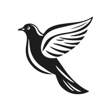 Uçan kuş silueti vektörü, barışçıl güvercin çizimi, özgürlük konsepti sanat, soyut kuş logosu, uçan kuş, kuş silueti, güvercin vektörü, soyut kuş konsepti