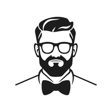 Erkek ikonu, iş adamı avatarı ikonu, ofis çalışanı ikonu, hipster yüz tasarımı, grafik erkek portresi, iş adamı avatarı, sakallı adam, ofis çalışanı, hipster yüzü, erkek portresi.