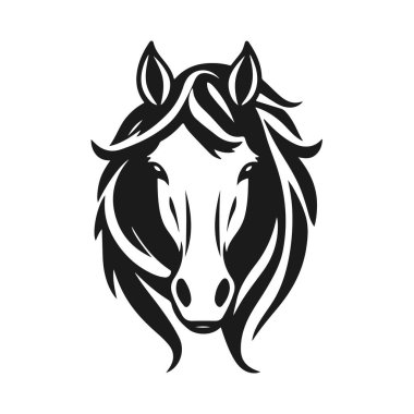 At kafası silueti, at kafası logosu, hayvan amblemi, at sembolü, vektör illüstrasyonu