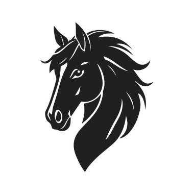 At kafası silueti, at kafası logosu, hayvan amblemi, at sembolü, vektör illüstrasyonu