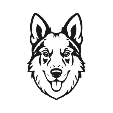 Köpek yüzü ikonu, hayvan kafası logosu, çizgi film köpek portresi, köpek yüz tasarımı, köpek vektör çizimi